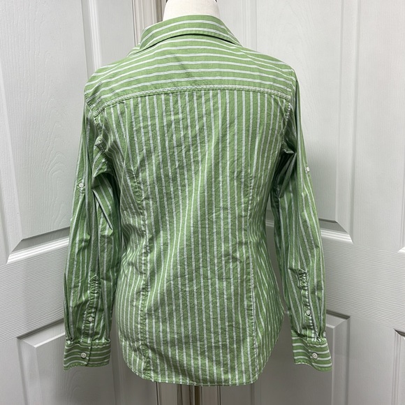 L.L. Bean Striped Cotton Roll-Tab Shirt Large - Picture 4 of 12
